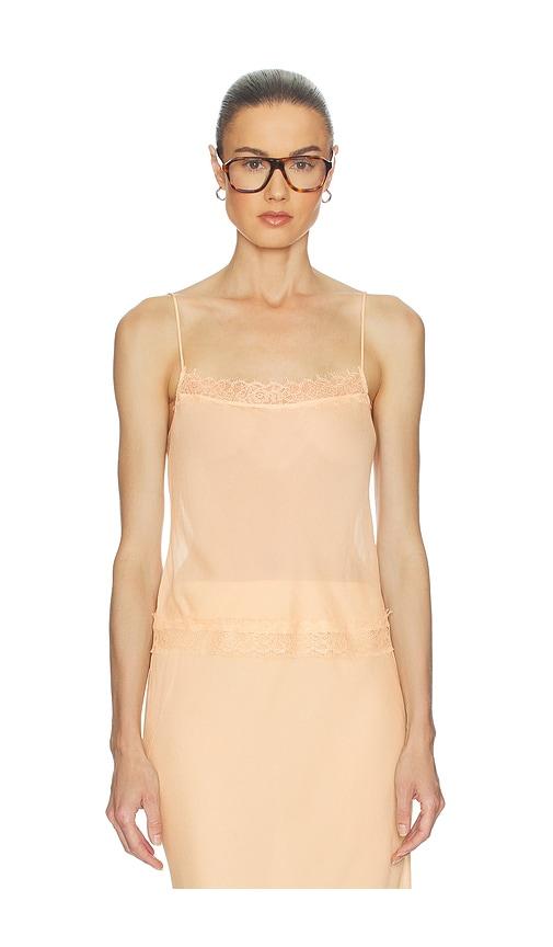 helsa viscose satin cami with lace in beige. - size l (also in m, s, xl, xs)