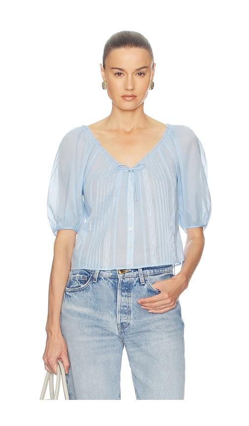 helsa voile peasant blouse in blue. - size l (also in xxs, xs, s, m)