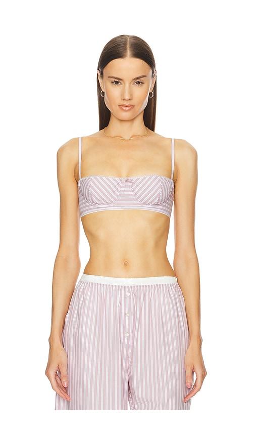 helsa wide stripe poplin bra in mauve. - size m (also in s)