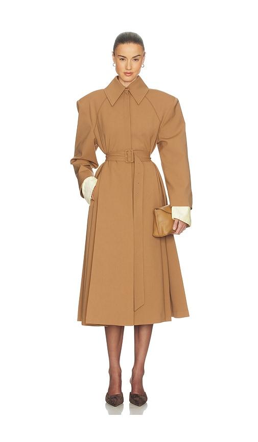 helsa wool blend midi trench in tan. - size m (also in xs, s)
