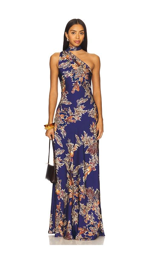 hemant and nandita bias maxi dress with sash in navy. - size l (also in xs)