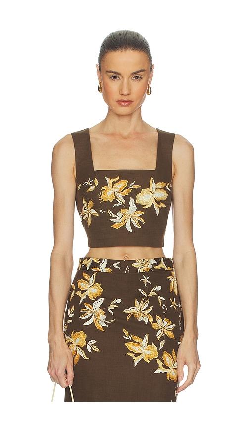 hemant and nandita boxy top in brown. - size l (also in xs)
