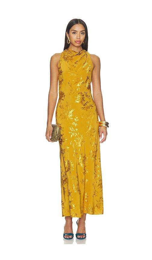 hemant and nandita cowl midi dress in yellow. - size l (also in s, xs)