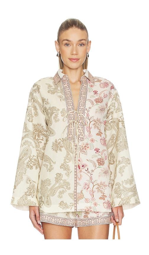 hemant and nandita drop shoulder collared tunic in neutral. - size m (also in s, xs, xl)