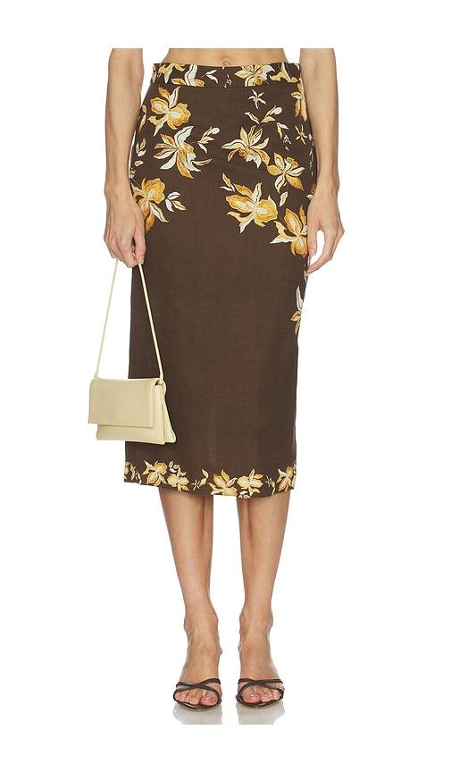hemant and nandita fitted midi skirt in brown. - size s (also in xs)