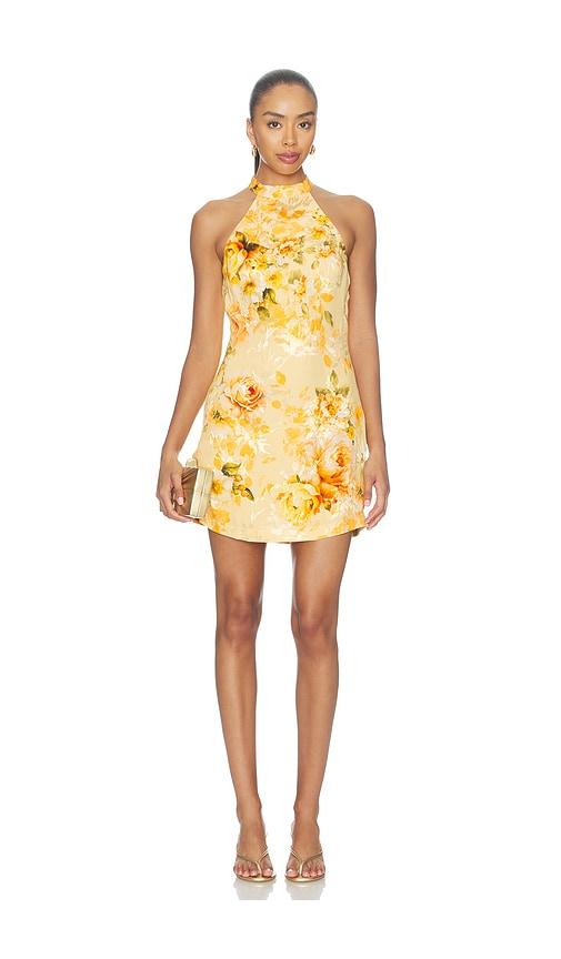 hemant and nandita halter mini dress in yellow. - size l (also in s, xs, m, xl)