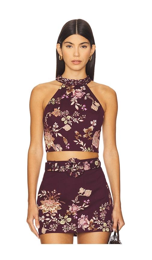 hemant and nandita halter neck top in burgundy. - size l (also in m, xxs)