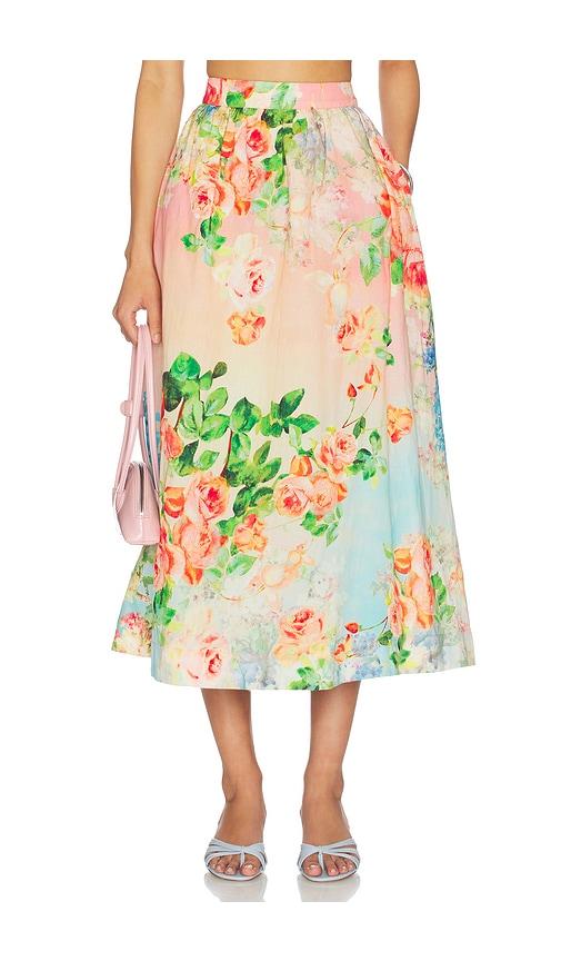 hemant and nandita midi skirt in blush,blue. - size l (also in m, s, xl, xs)