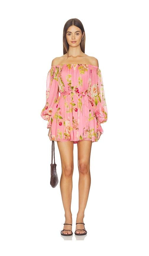 hemant and nandita off shoulder romper with tie up belt in pink. - size l (also in s, m)