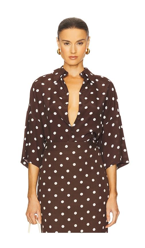 hemant and nandita oversized polka dot shirt in brown. - size l (also in m, s, xl)