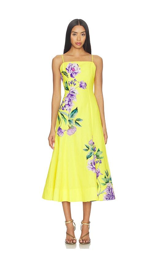 hemant and nandita paneled midi dress in yellow. - size m (also in xl)