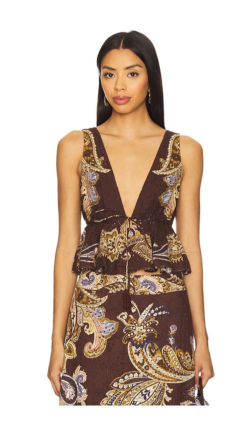 hemant and nandita peplum top in chocolate. - size l (also in m)