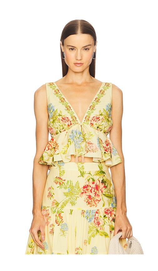 hemant and nandita peplum top in lemon. - size l (also in s, m, xl)