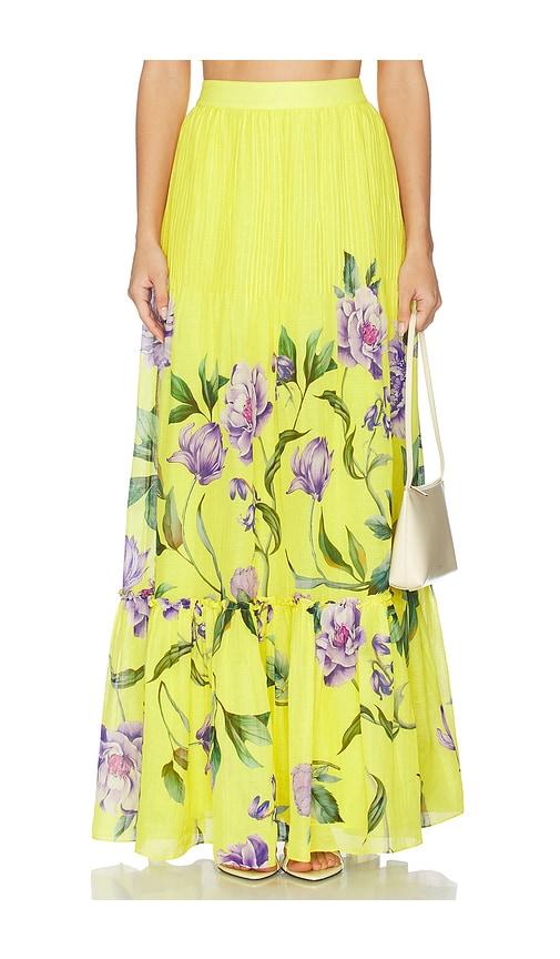 hemant and nandita pintuck maxi skirt in yellow. - size l (also in s, xxs, xs, m, xl)
