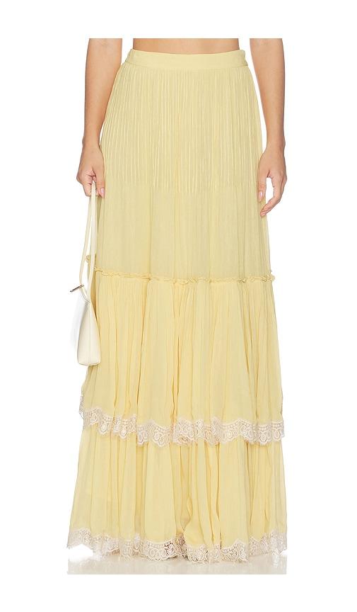 hemant and nandita pintuck maxi skirt in yellow. - size l (also in xxs, xs, s, m, xl)