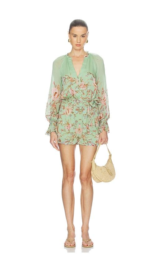 hemant and nandita romper with tie belt in mint. - size l (also in s, m)