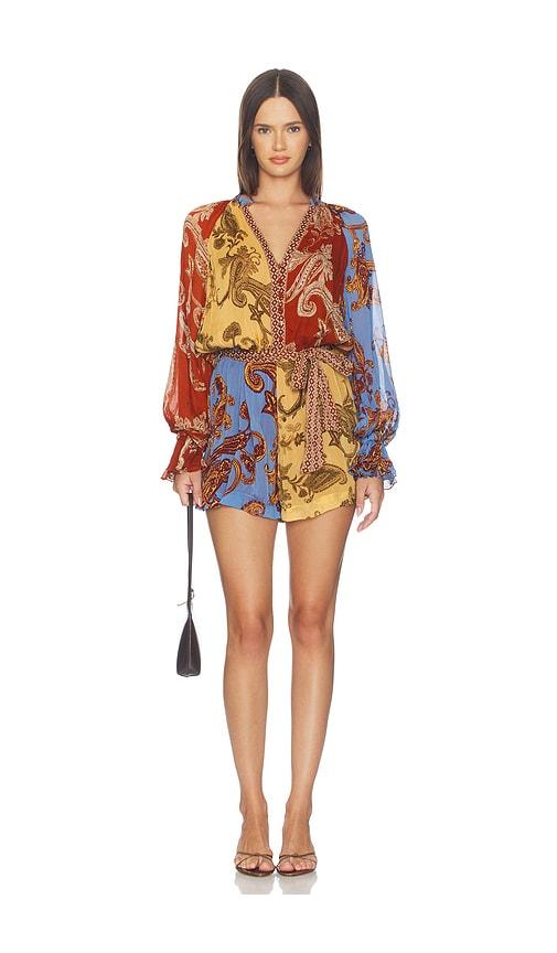 hemant and nandita romper with tie belt in multi. - size l (also in xxs, xs, s, m, xl)