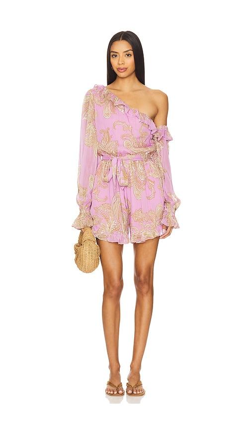 hemant and nandita romper with tie up belt in lavender. - size m (also in xs)