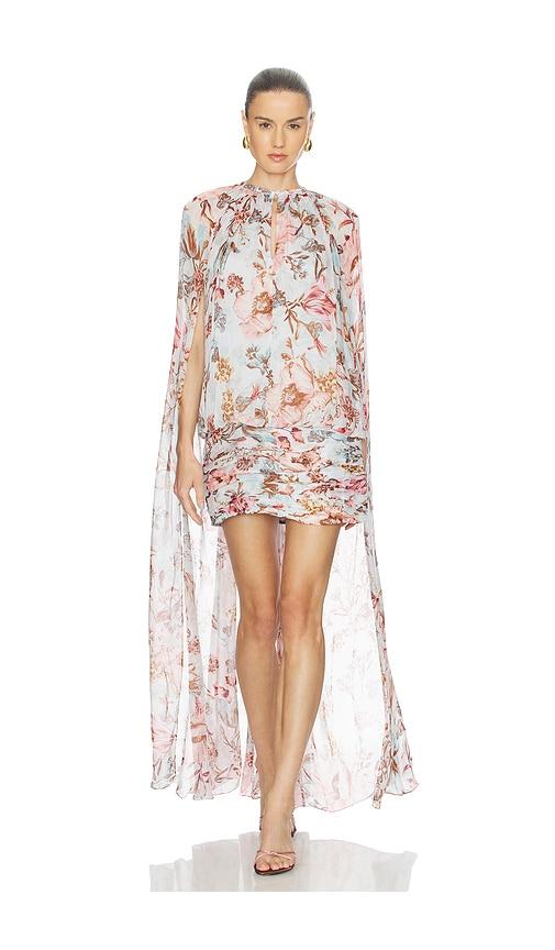 hemant and nandita ruched cape mini dress in baby blue. - size l (also in s, xxs, xs, m, xxl)
