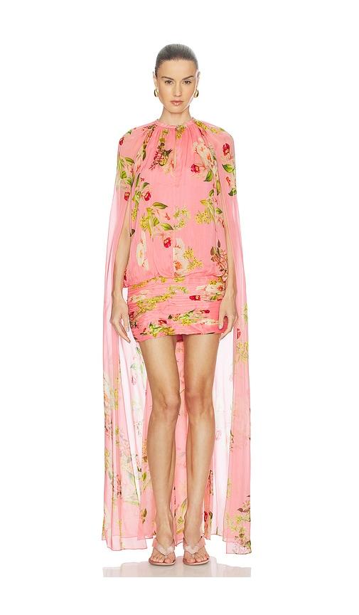 hemant and nandita ruched cape mini dress in pink. - size l (also in s, xs, xxl)