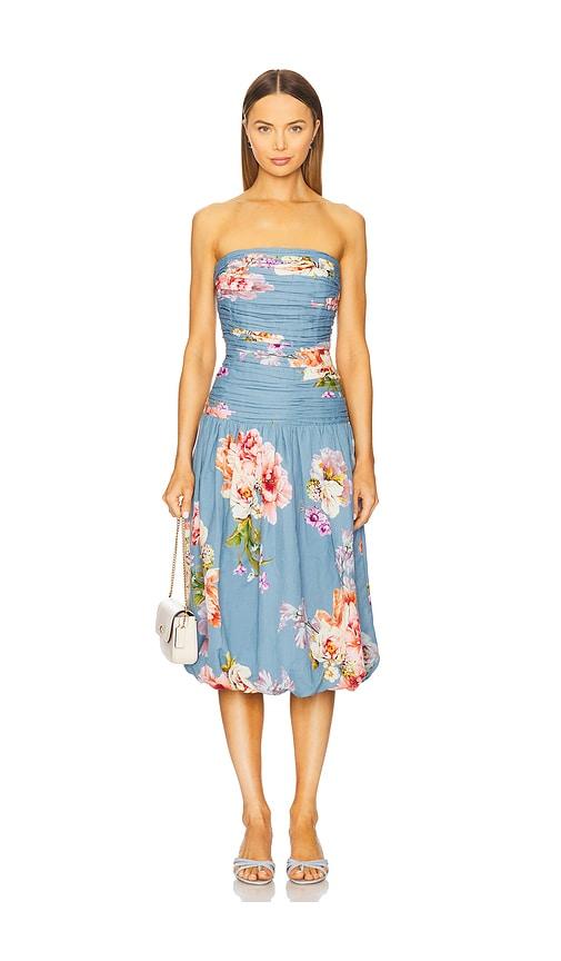 hemant and nandita ruched midi dress in blue. - size l (also in m, xl)
