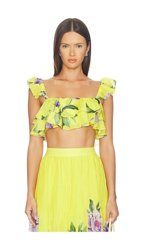 hemant and nandita ruffle top in yellow. - size l (also in s, xxs, xs, m)