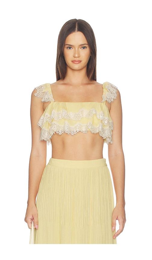 hemant and nandita ruffle top in yellow. - size l (also in xxs, xs, s, m, xl)