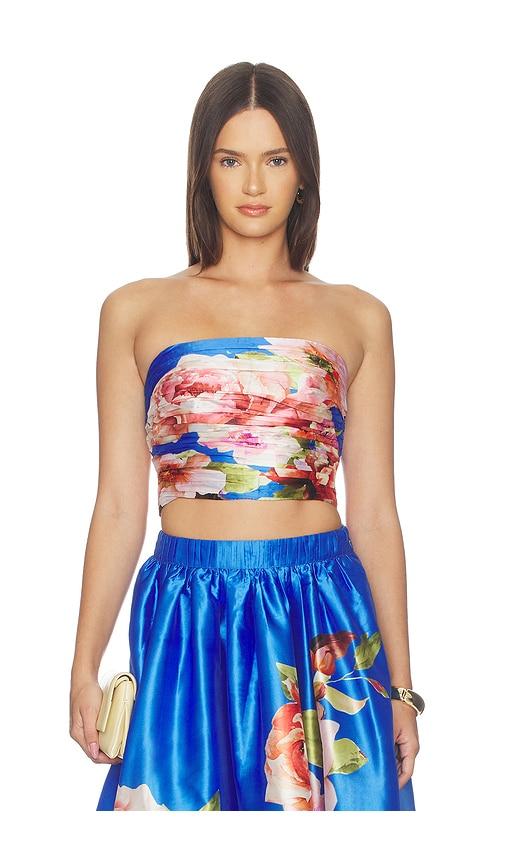 hemant and nandita strapless shoulder top in blue. - size l (also in m, s, xl, xs, xxs)