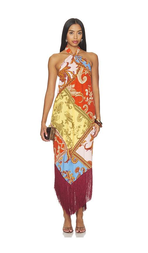 hemant and nandita tie sash long dress in multi. - size l (also in s, xxs, xs, m, xl)