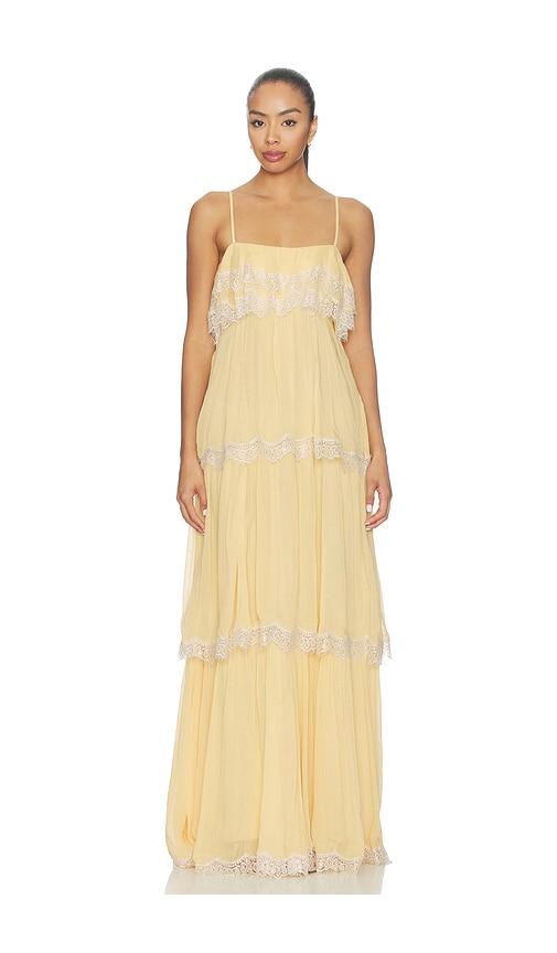 hemant and nandita tiered maxi dress in yellow. - size s (also in xs, xxs)