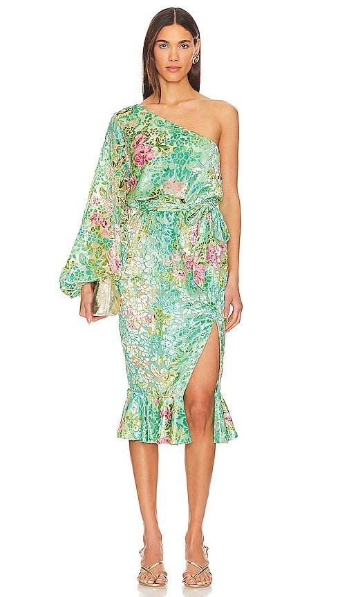 hemant and nandita x revolve veena midi dress in teal. - size m (also in xxs)