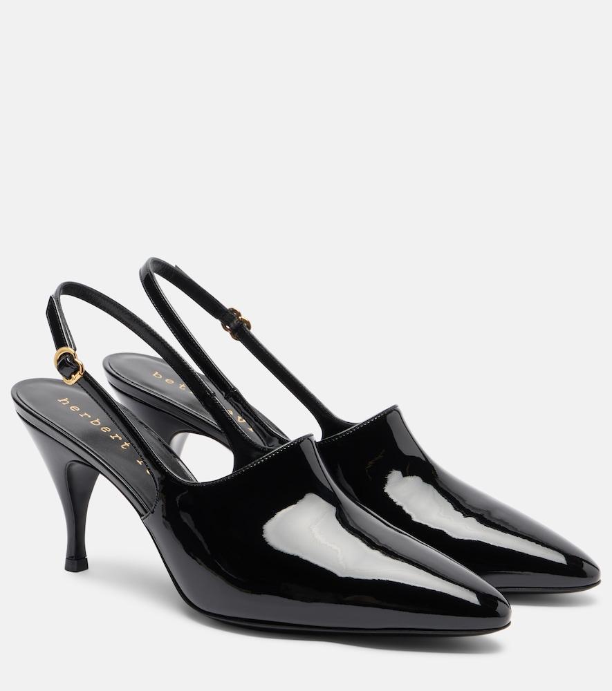 herbert levine cover-up patent leather slingback pumps