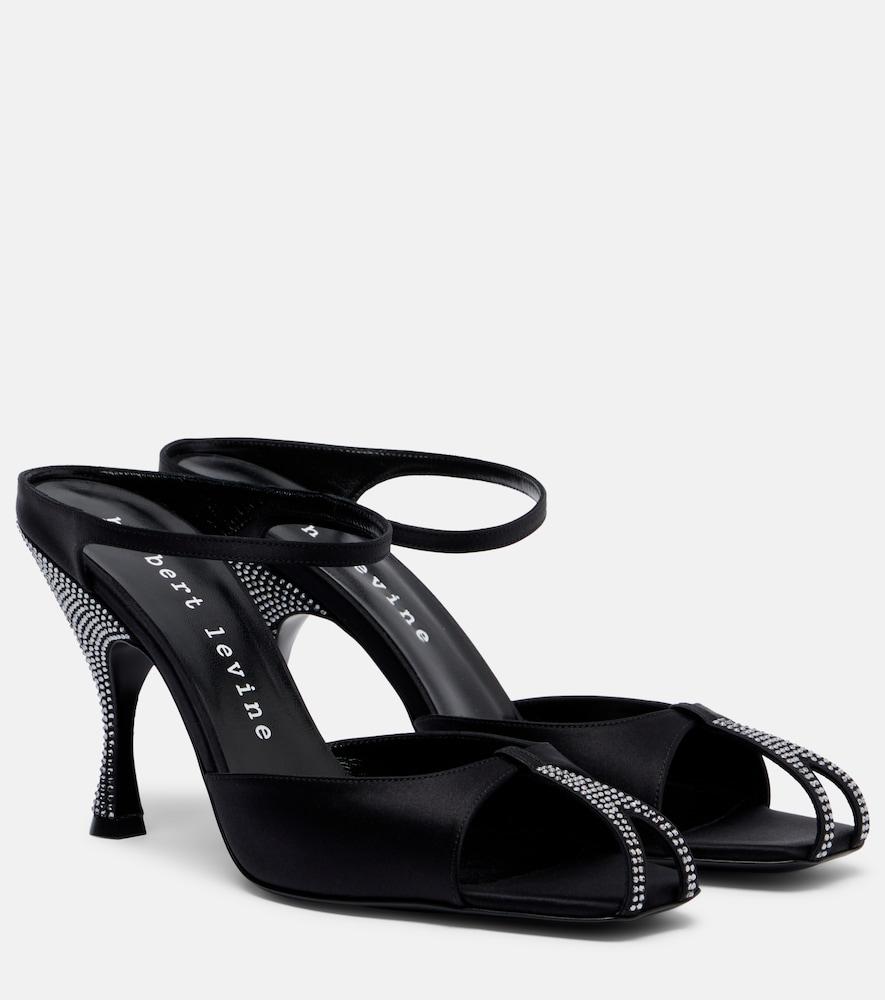herbert levine hidden gem embellished satin mules