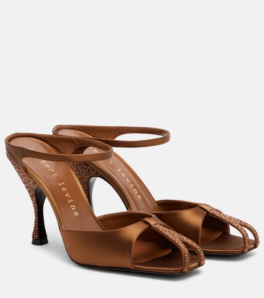 herbert levine hidden gem embellished satin mules