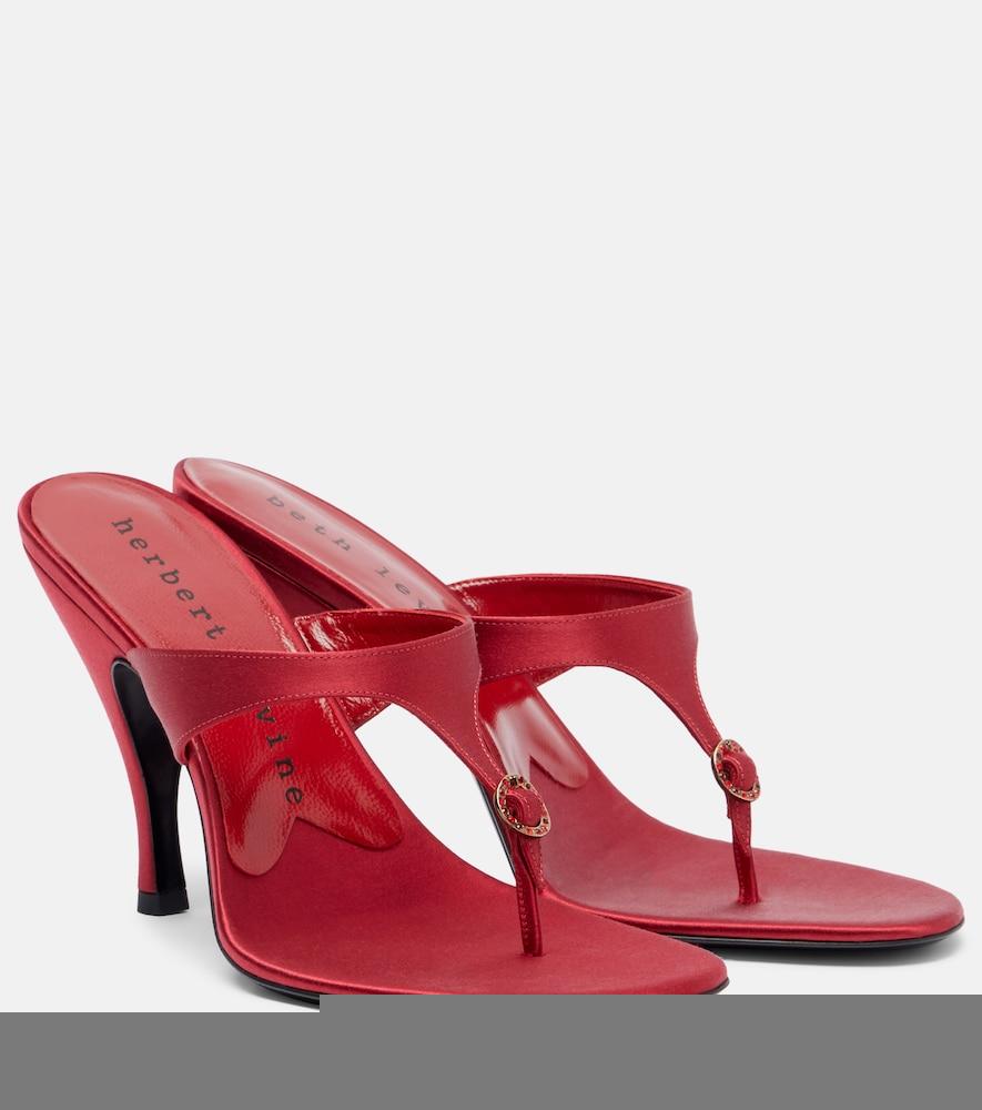 herbert levine kiss and tell embellished satin thong sandals