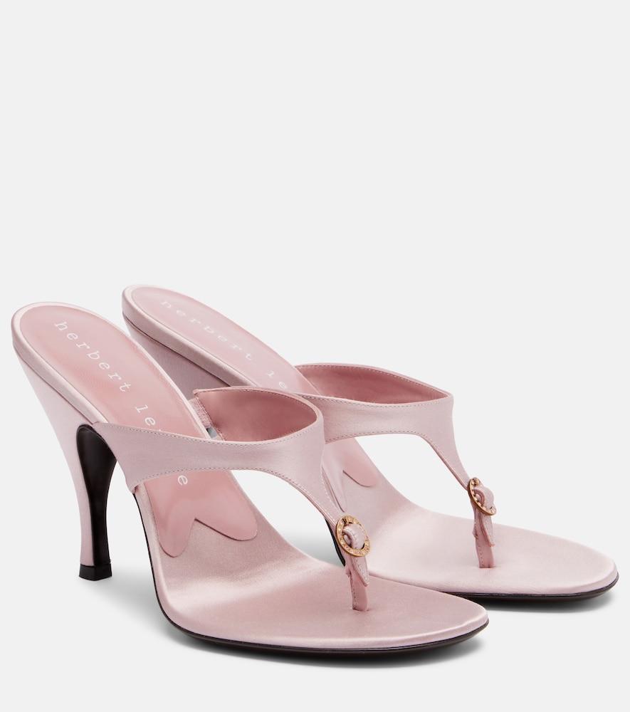 herbert levine kiss and tell embellished satin thong sandals
