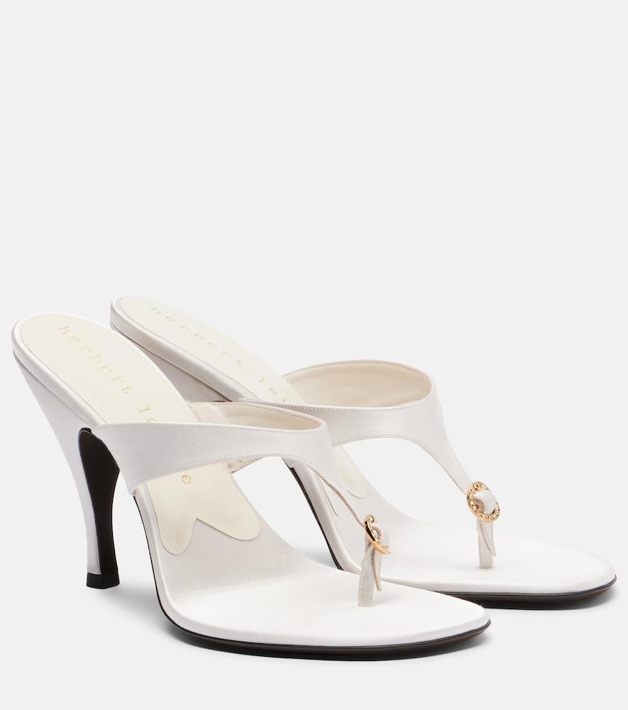 herbert levine kiss and tell embellished satin thong sandals
