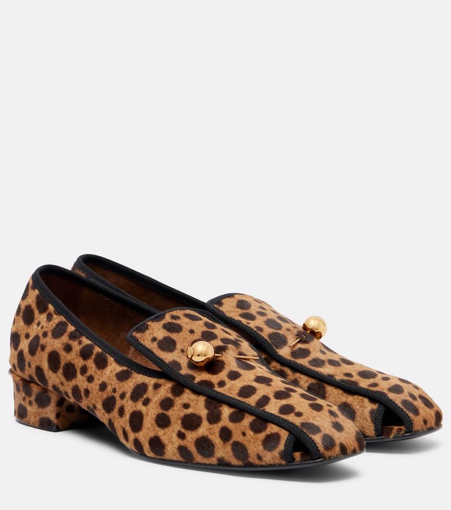 herbert levine showtime leopard-print calf hair loafer pumps