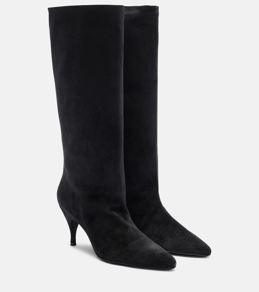 herbert levine silhouette suede knee-high boots