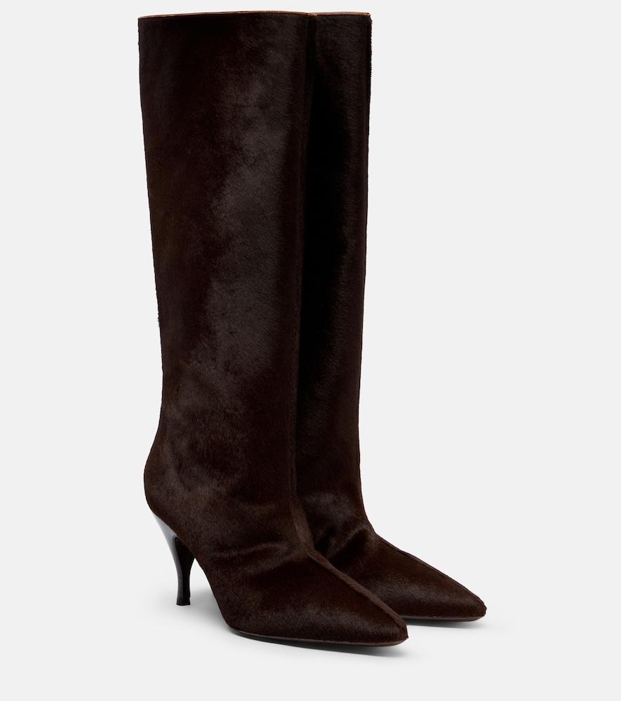 herbert levine silhouette suede knee-high boots