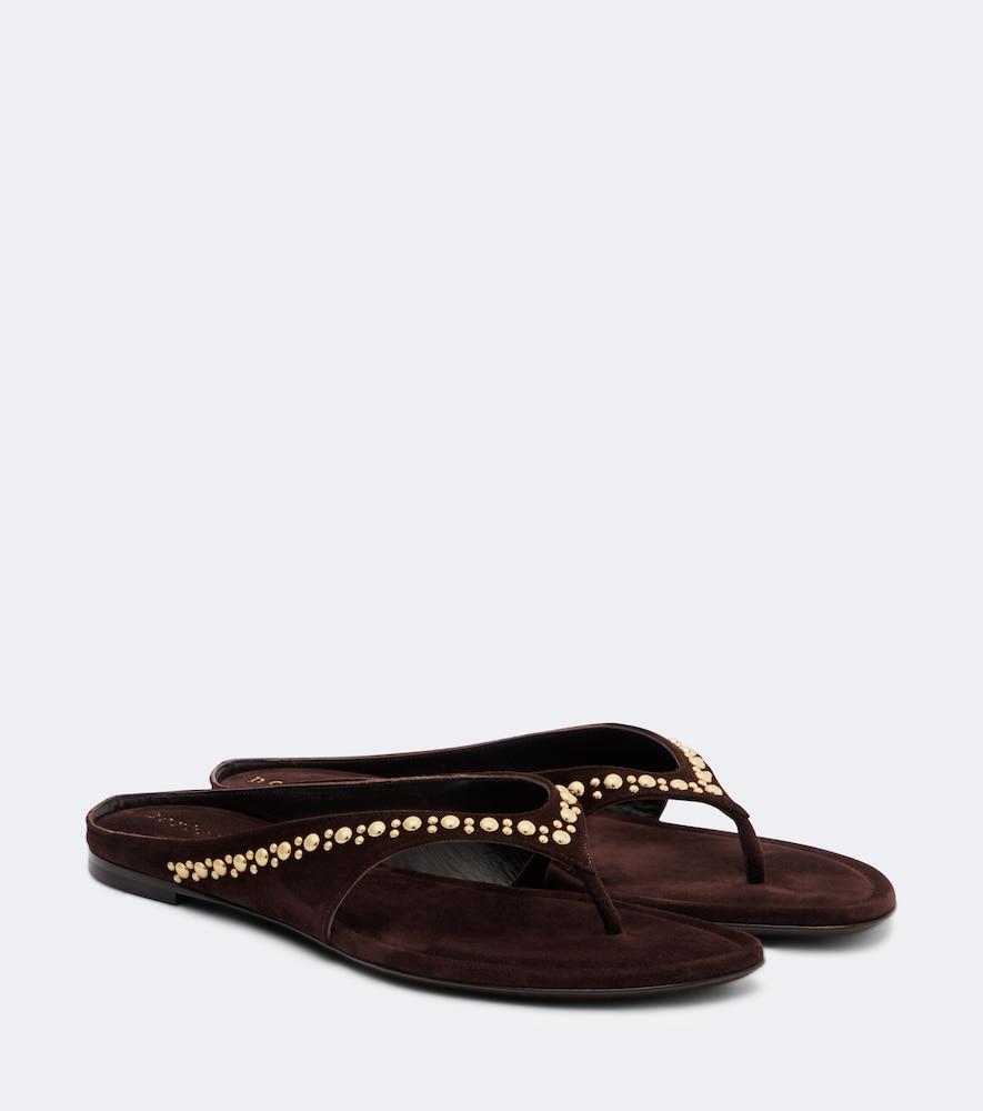 herbert levine sun-kissed embellished suede thong sandals