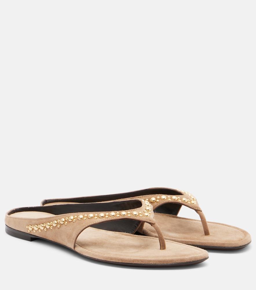 herbert levine sun-kissed embellished suede thong sandals