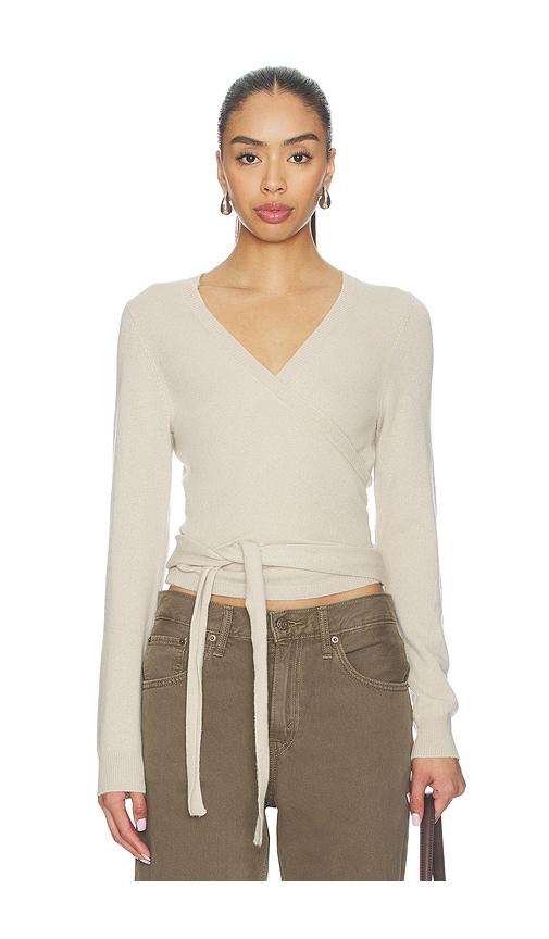 herskind ballerina knit wrap blouse in creme. - size l (also in xs, s)