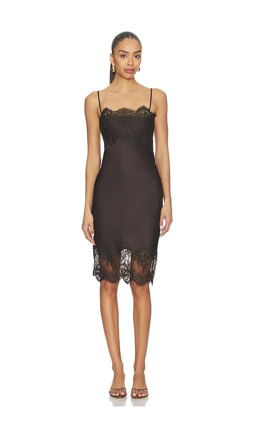 herskind x revolve linus dress in chocolate. - size 34 (also in 36)