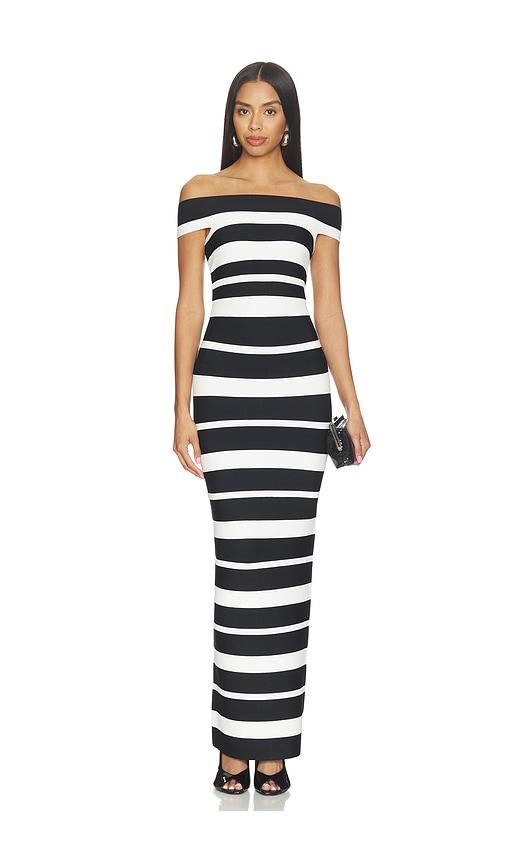 herve leger the kiva gown in black,white. - size m (also in xxs, xs, s)