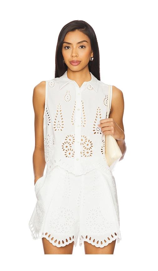 hevron katja top in eyelet in white. - size m (also in xs)