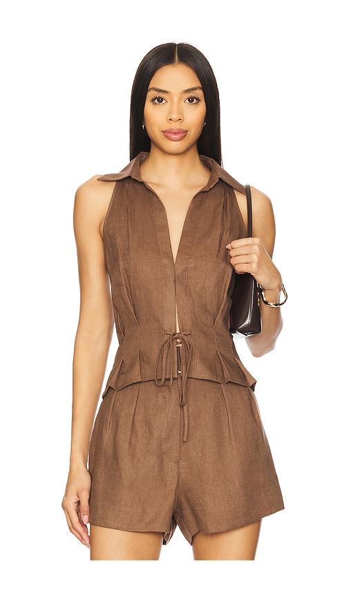 hevron sloan vest in brown. - size l (also in xs, s, m)