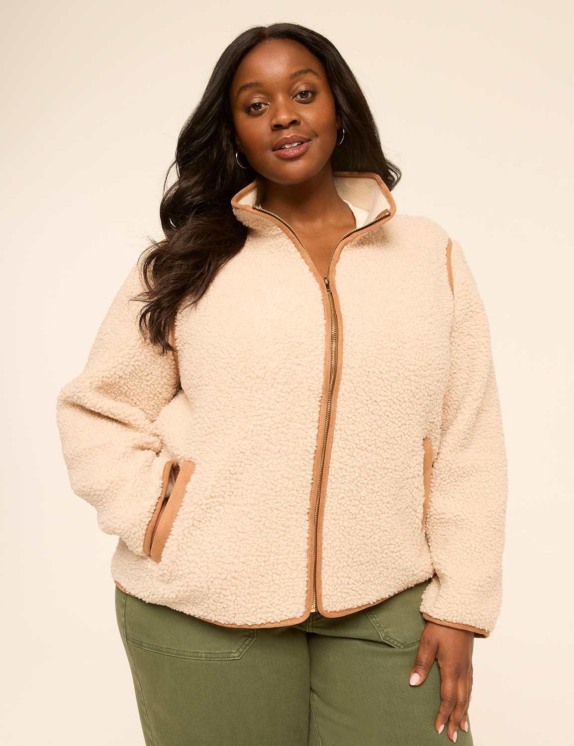 high-neck sherpa jacket