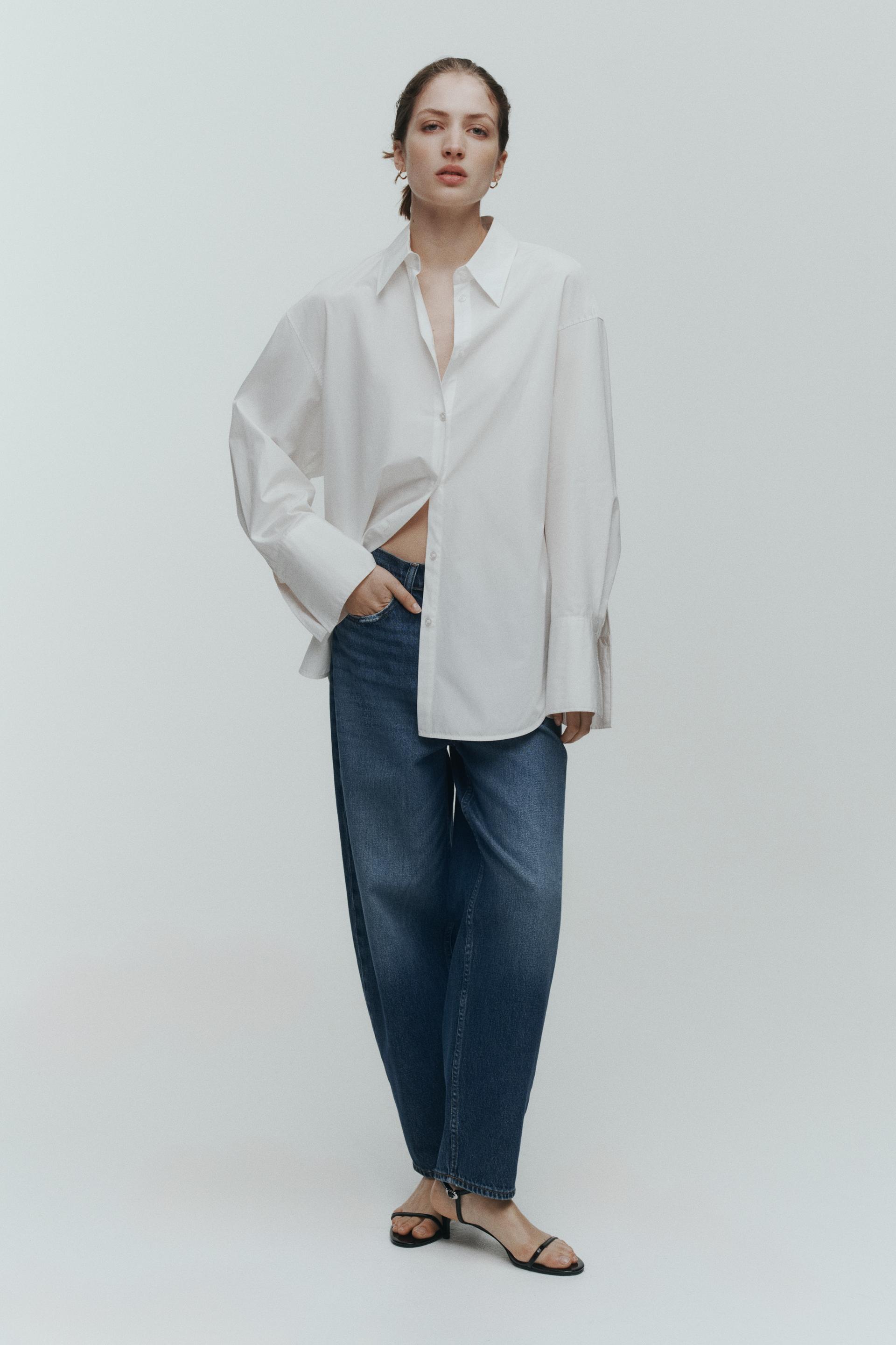high-waist barrel-leg ankle jeans