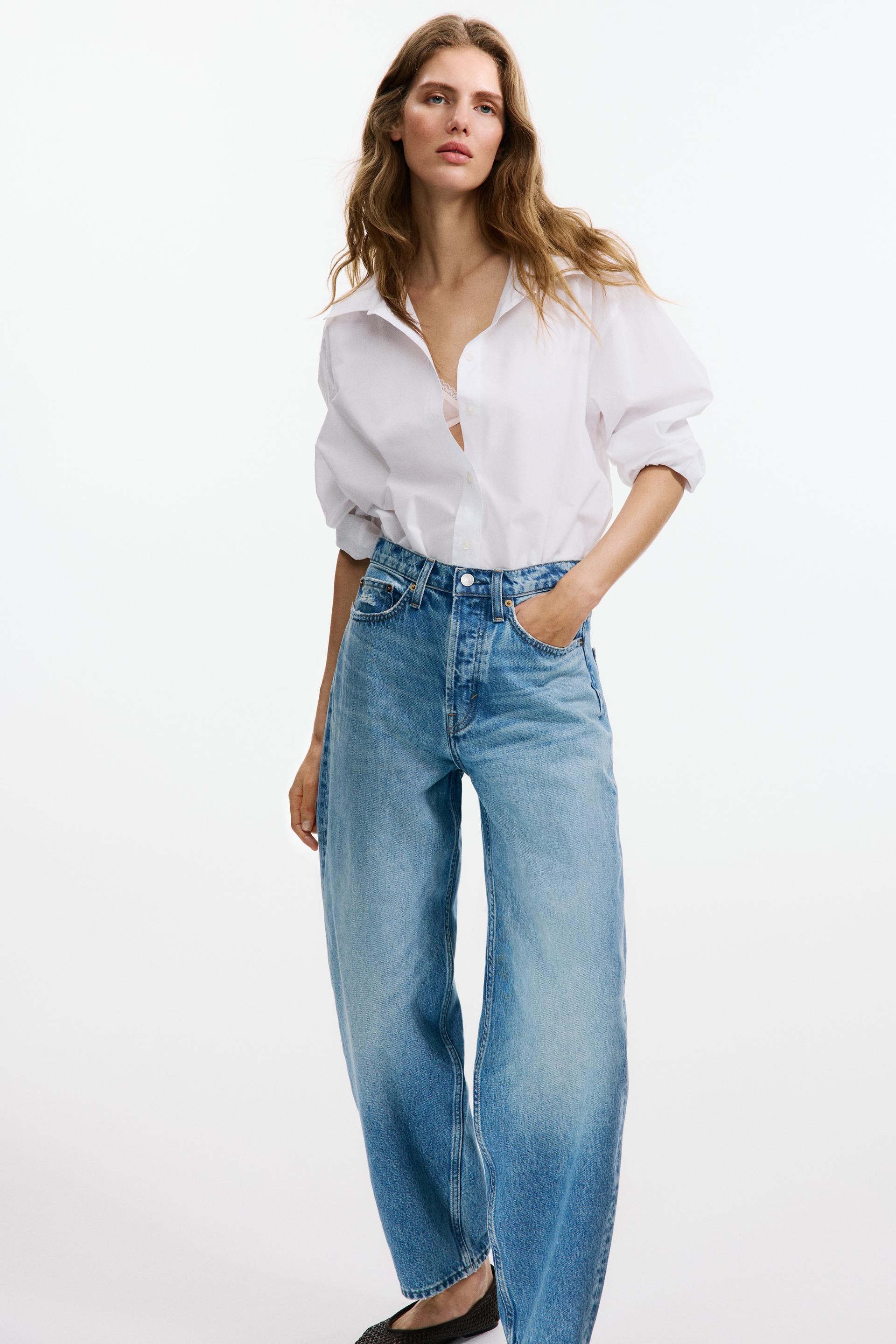 high-waist barrel-leg ankle jeans